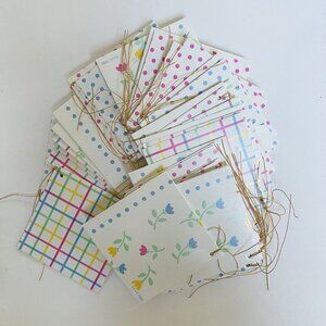 Vintage Gift Tags Assorted Prints Floral Polka Dots Geometric Colorful Birthday